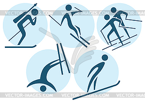 Зимний спортивный набор иконок - векторное изображение