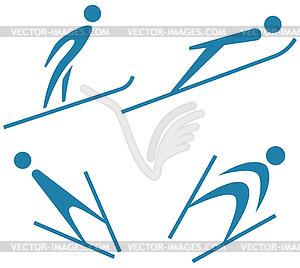 Ski jumping icon - vector clipart