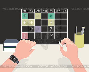 Diary. Completing tasks - color vector clipart