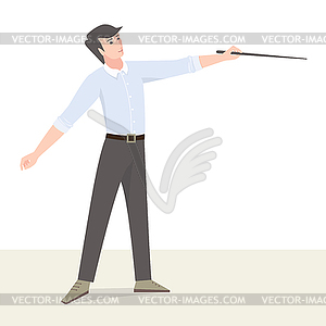 Man with pointer - color vector clipart