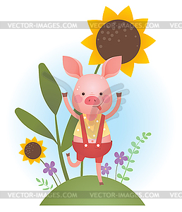 Funny piggy color - vector clipart