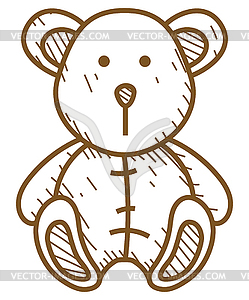 Funny bear cub - toy icon - vector clipart