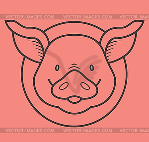 Funny piggy outline color - vector EPS clipart