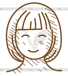 Woman face icons in pencil drawing style - vector clipart