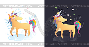 Funny unicorn humor color set - vector clip art