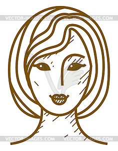 Woman face icon in pencil drawing style - vector image