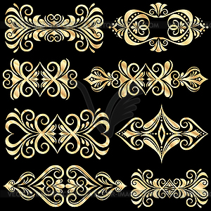 Set of golden page decoration elements - vector clip art