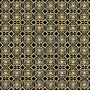 Seamless gold classic pattern on black  - vector clipart