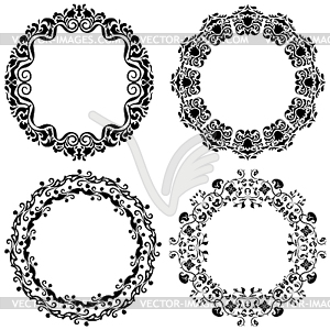 Set of four grafic beautiful frames in black - vector image