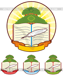 Book Tree Emblem - vector image