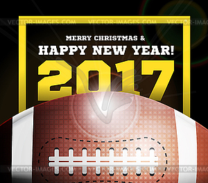С Новым годом на фоне мяч для футбола - векторное изображение клипарта