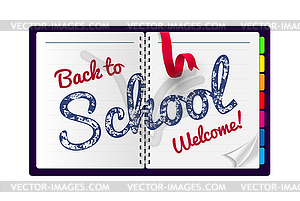 Back to school on notepad background - vector clip art