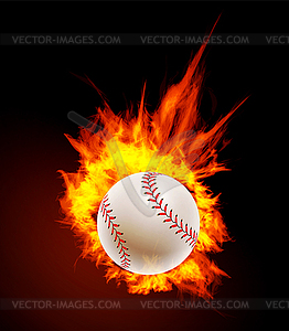 Baseball ball on fire background - vector EPS clipart