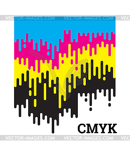 Концепция CMYK с закругленными нерегулярными линиями - стоковый клипарт