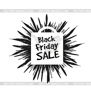 Black Friday in form of star drawn in explosion in - vector clipart / vector image