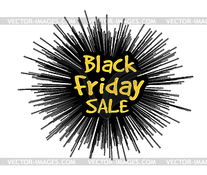 Black Friday in form of star drawn in explosion in - vector image