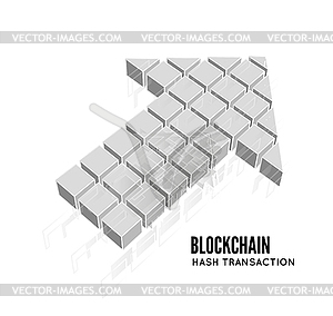 Blockcha в виде кубов в виде стрелы. блок - черно-белый векторный клипарт