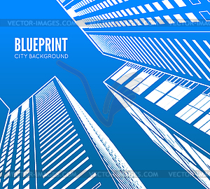 Building wireframe. 3d render city - vector image