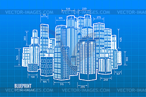 Building wireframe. 3d render city - vector clipart