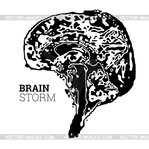 Brain in form of topographic map. concept of - vector image