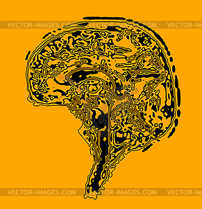 Brain in form of topographic map. concept of - vector image