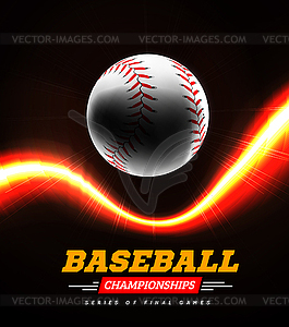 Baseball in backlight on black background with - vector clip art