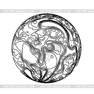 Sphere in form of lines. Marble style ink - vector image