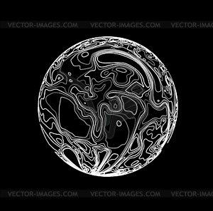 Sphere in form of lines. Marble style ink - vector clipart