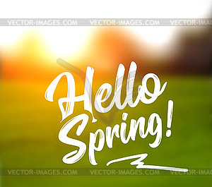 Текстовое сообщение hello spring, на фоне - векторный эскиз