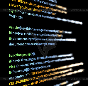 Screen of computer or laptop with java code. - vector image