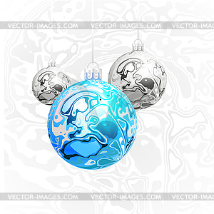 Christmas balls in style of Marble Ink - vector image