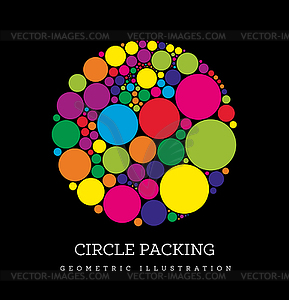 Circle packing. Geometric . Circles are placed in - vector image