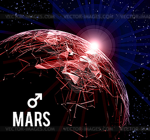 Planet Mars. . Mars in astrology symbolizes vigor, - vector clipart