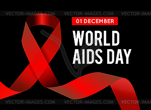 World Aids Day. with red ribbon - vector image