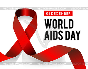 World Aids Day. with red ribbon - vector clipart