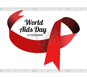 World Aids Day. with red ribbon - vector image