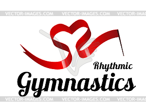 Ribbon for rhythmic gymnastics in shape of heart - vector image