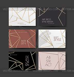 Series of designs with gold lines on white, pink an - vector clip art