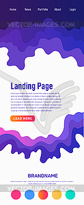 Landing page design template. Wave origami paper cu - vector clipart