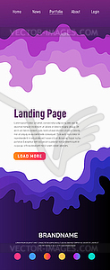Landing page design template. Wave origami paper cu - vector image