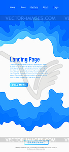 Landing page design template. Wave origami paper cu - vector image