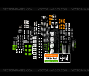 Mumbai is city of skyscrapers, one of financial - vector clip art