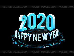 Congratulations on New Year 2020 in technostyle. - vector clipart
