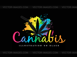 Cannabis leaf on multicolored gradient - color vector clipart