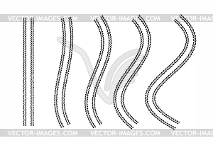 Tire tracks set design elements with varying degree - vector image