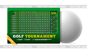 Табло для гольфа, с мячом для гольфа на фоне - векторный клипарт / векторное изображение