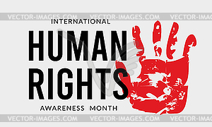December is Human Rights Awareness Month. with hand - vector image