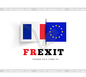 Frexit с флагом Франции и флагом ЕС. - векторный эскиз