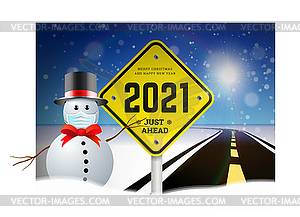 Happy New Year 2021 and Christmas greetings with - vector clip art