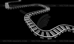 Railway isomteric. 3d on black - vector clip art